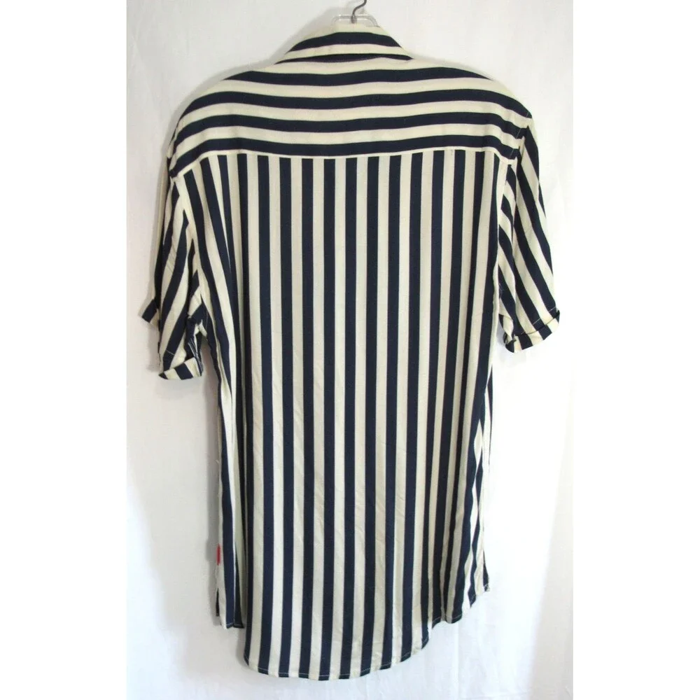 RSVLTS Blue & White Striped Nantucket Short Sleeve Button Down Shirt Small NWT